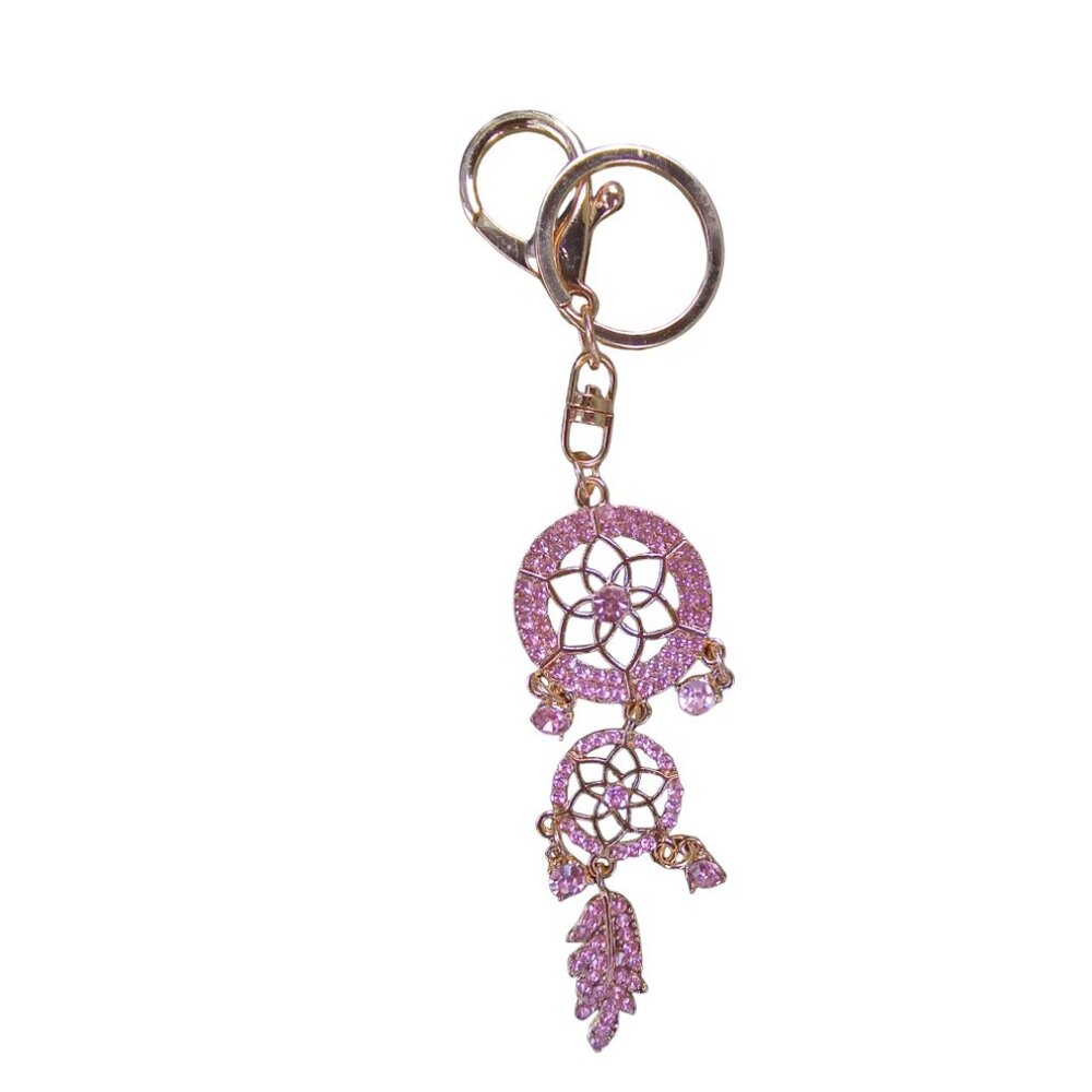 - Pink Rhinestone Dream Catcher Bag Charm
